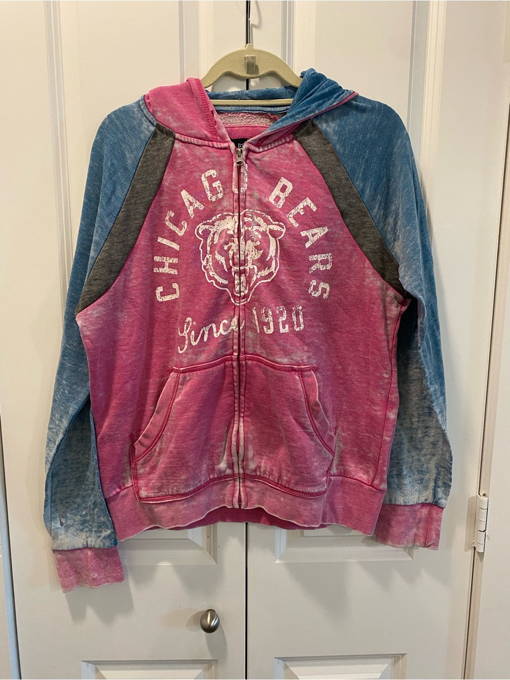 NFL Chicago Bears Pink and Blue Zip-Up Hoodie